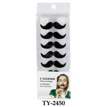 Drôle 6 pailles avec jouet de moustaches